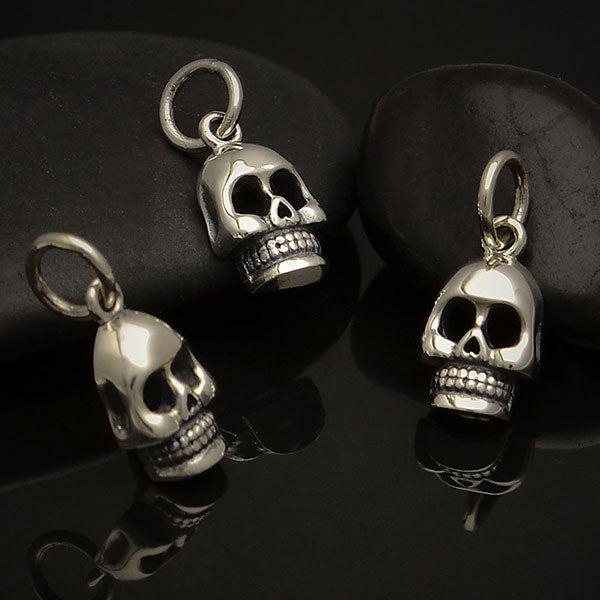 Sterling Silver Small Skull Charm - Poppies Beads n' More