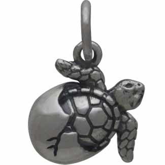 Sterling Silver Baby Sea Turtle Charm - Poppies Beads n' More