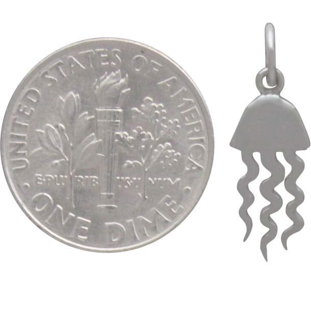 Sterling Silver Flat Jellyfish Charm - Poppies Beads n' More