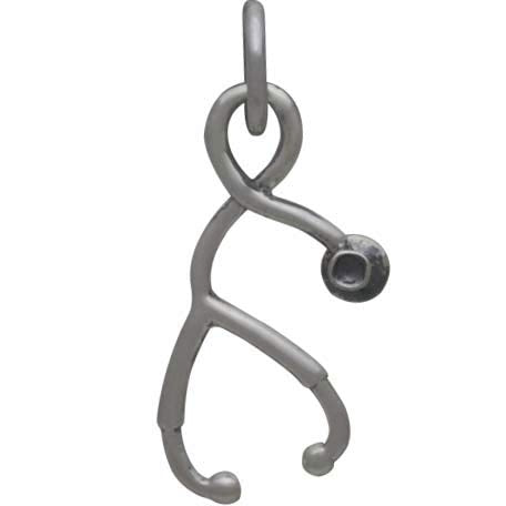 Sterling Silver Stethoscope Charm - Poppies Beads n' More