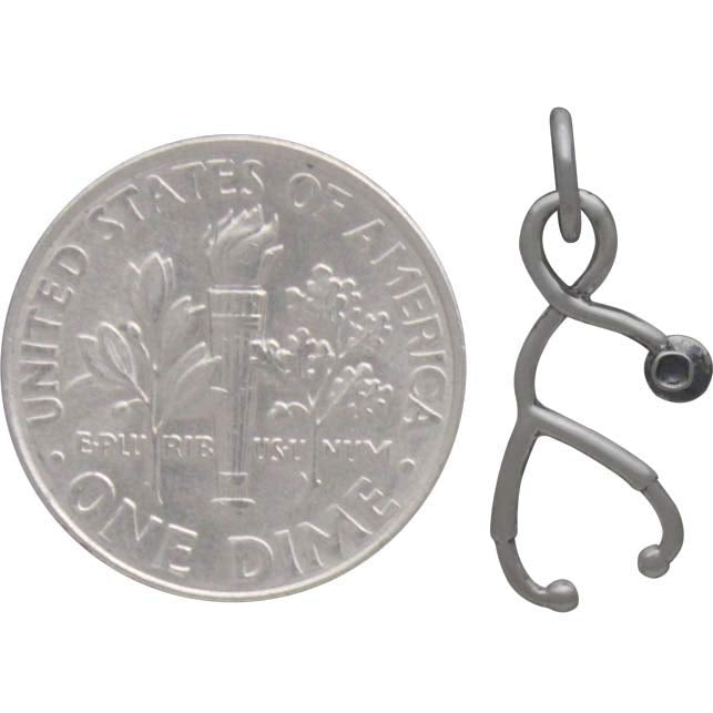 Sterling Silver Stethoscope Charm - Poppies Beads n' More