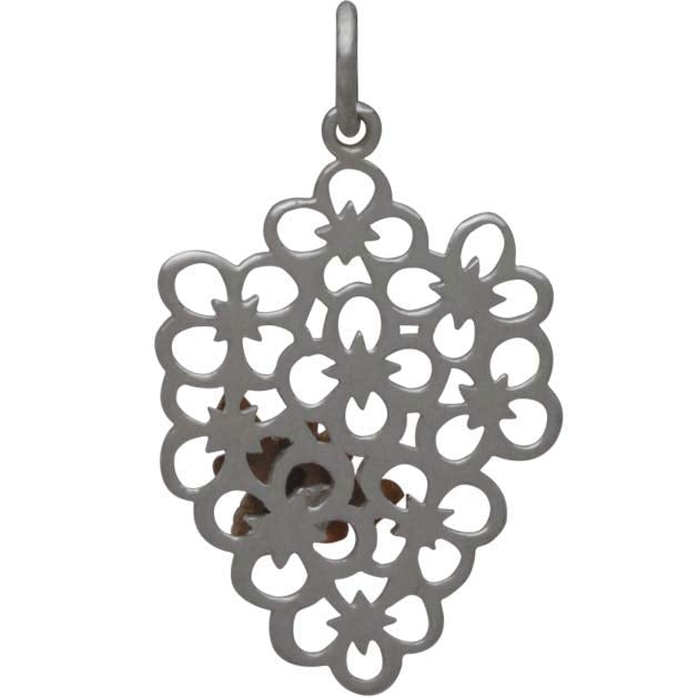Sterling Silver Flower Charm with Bronze Bee - Poppies Beads n' More