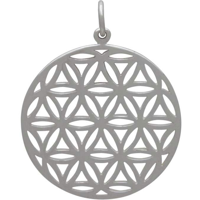 Silver Flower of Life Sacred Geometry Pendant - Poppies Beads n' More