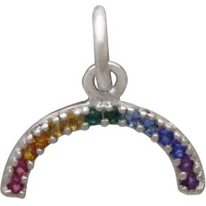 Sterling Silver Rainbow Charm with Nano Gems - Poppies Beads n' More