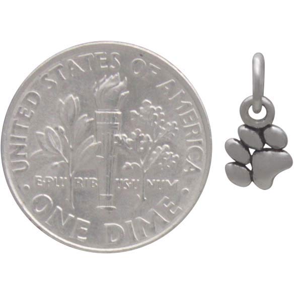 Sterling Silver Tiny Puffy Paw Charm - Poppies Beads n' More