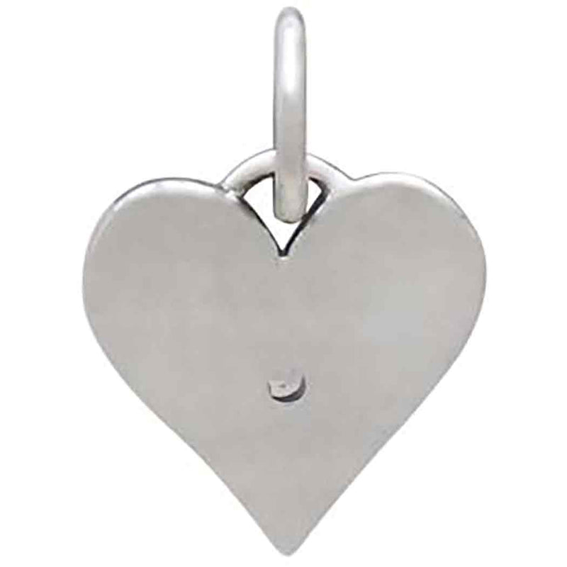 Sterling Silver Heart Charm with Clear Nano Gem - Poppies Beads n' More