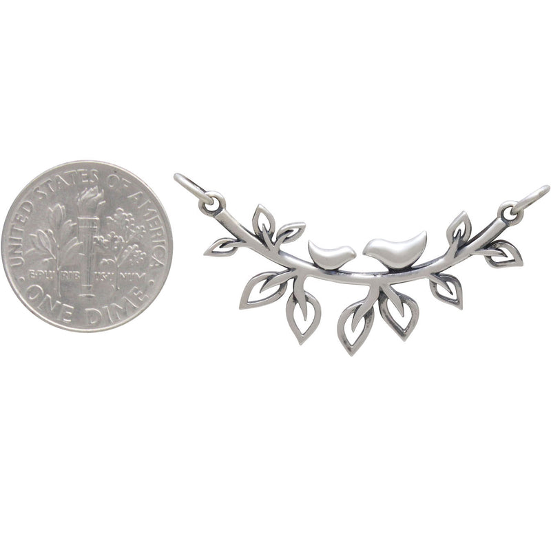 Sterling Silver Mama and Baby Bird on Branch Festoon - Poppies Beads n' More