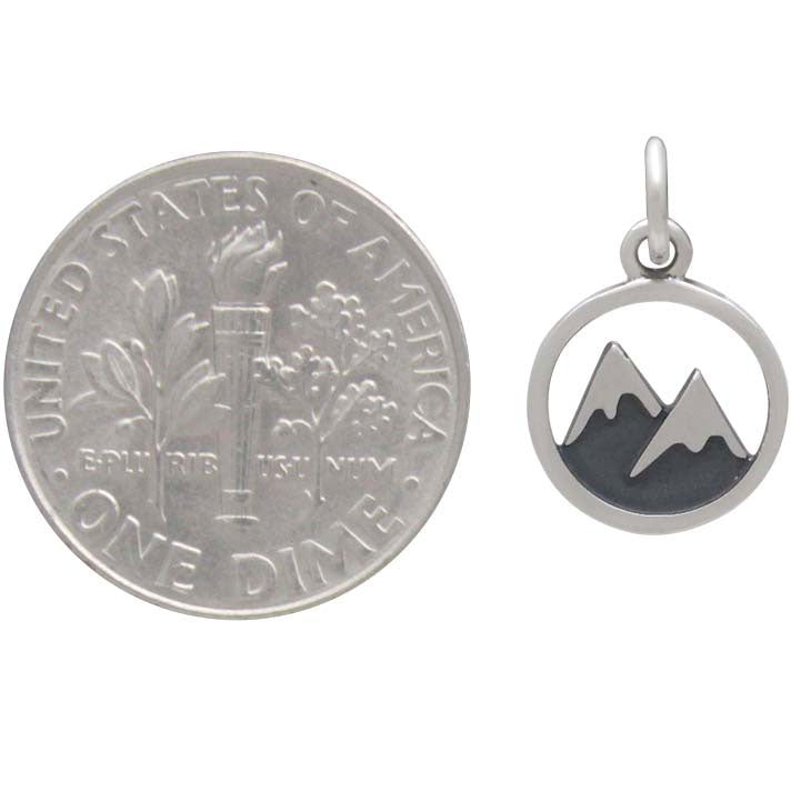 Sterling Silver Snow Capped Mountain Charm - Poppies Beads n' More
