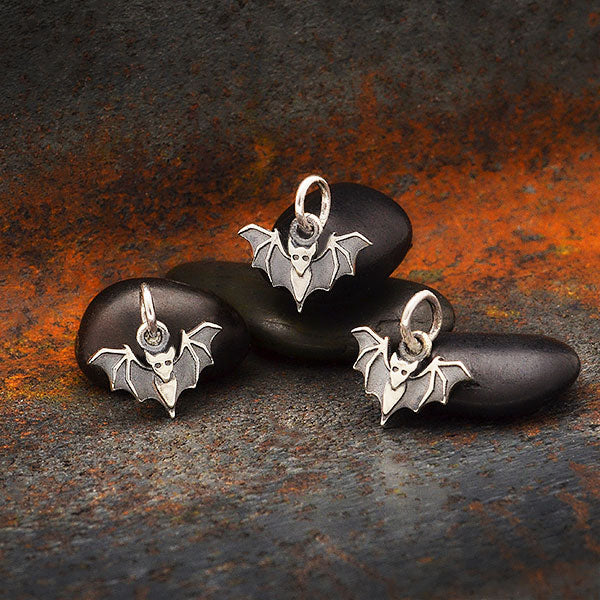 Sterling Silver Mini Bat Charm - Poppies Beads n' More