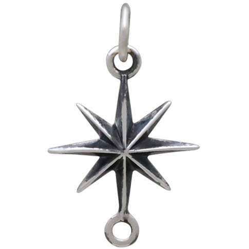 Sterling Silver Ridged 8 Point Star Burst Link - Poppies Beads n' More