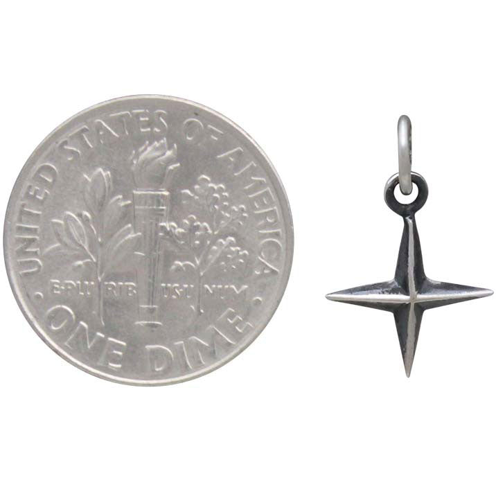 Sterling Silver Ridged 4 Point Star Charm - Poppies Beads n' More