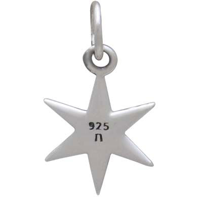 Sterling Silver Ridged 6 Point Star Charm - Poppies Beads n' More