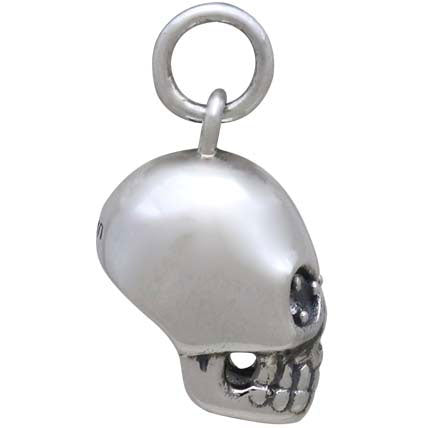 Sterling Silver Skull Charm with Nano Gem Eyes - Poppies Beads n' More
