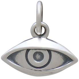 Sterling Silver Dimensional Eye Charm - Poppies Beads n' More