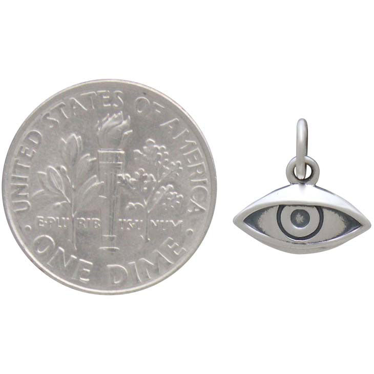 Sterling Silver Dimensional Eye Charm - Poppies Beads n' More