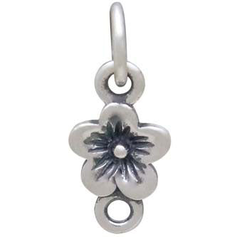 Sterling Silver Single Cherry Blossom Link - Poppies Beads n' More