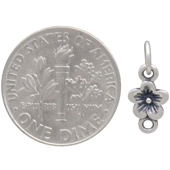 Sterling Silver Single Cherry Blossom Link - Poppies Beads n' More