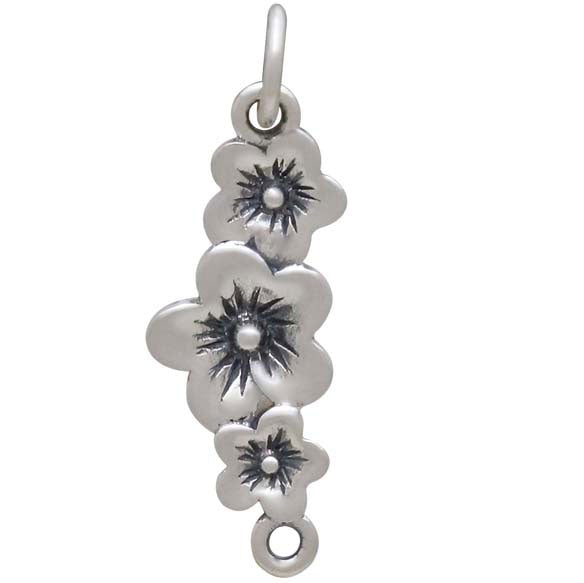 Sterling Silver Triple Cherry Blossom Link - Poppies Beads n' More