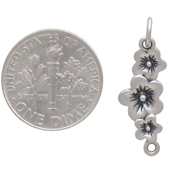 Sterling Silver Triple Cherry Blossom Link - Poppies Beads n' More
