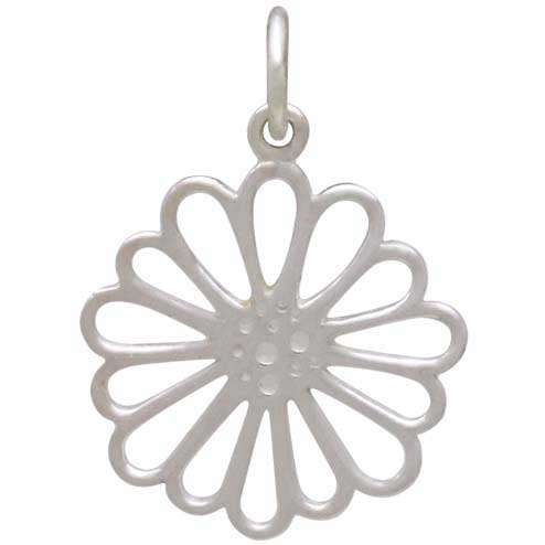 Sterling Silver Openwork Daisy Charm - Poppies Beads n' More