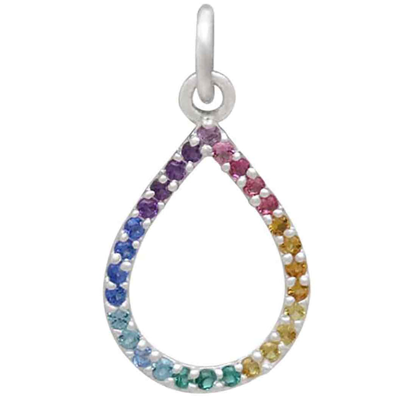 Sterling Silver Teardrop Rainbow Charm with Nano Gems - Poppies Beads n' More