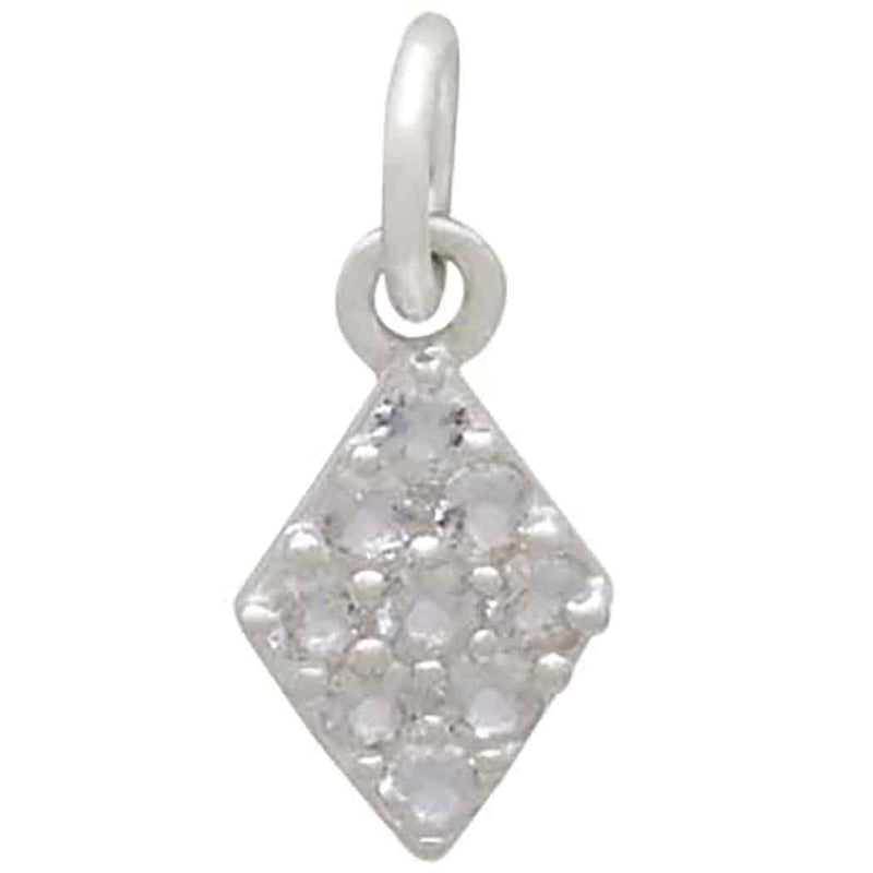 Sterling Silver Diamond Charm with Clear Nano Gems - Poppies Beads n' More