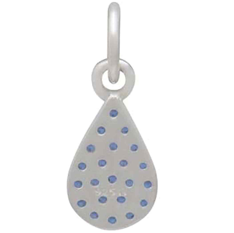 Sterling Silver Teardrop Charm with Blue Nano Gems - Poppies Beads n' More