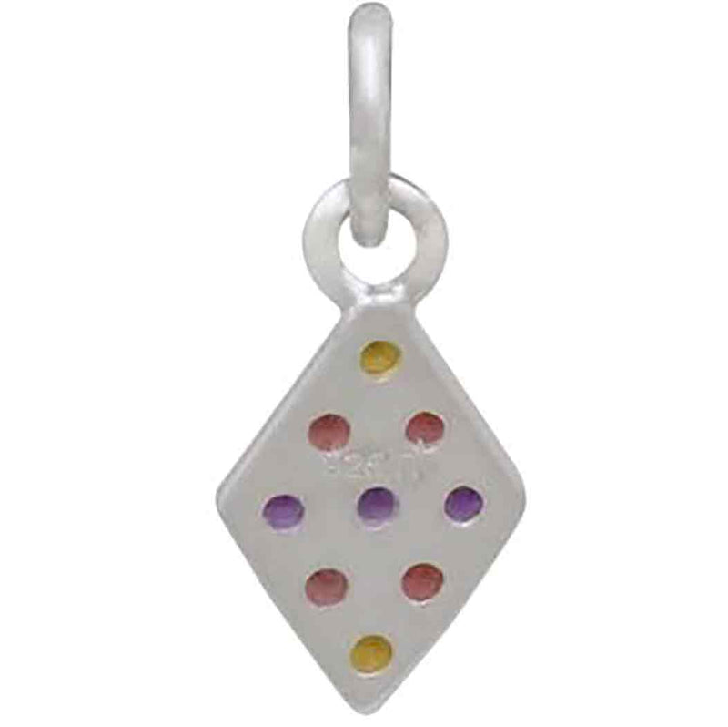 Sterling Silver Diamond Charm with Colorful Nano Gems - Poppies Beads n' More