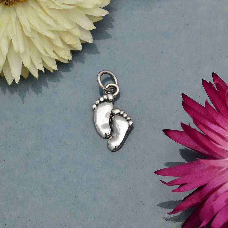 Sterling Silver Baby Feet Charm - Poppies Beads n' More