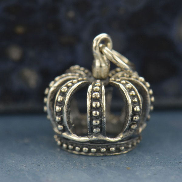 Sterling Silver Crown Charm - Poppies Beads n' More