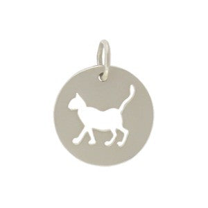 Sterling Silver Cutout Cat Charm - Poppies Beads n' More