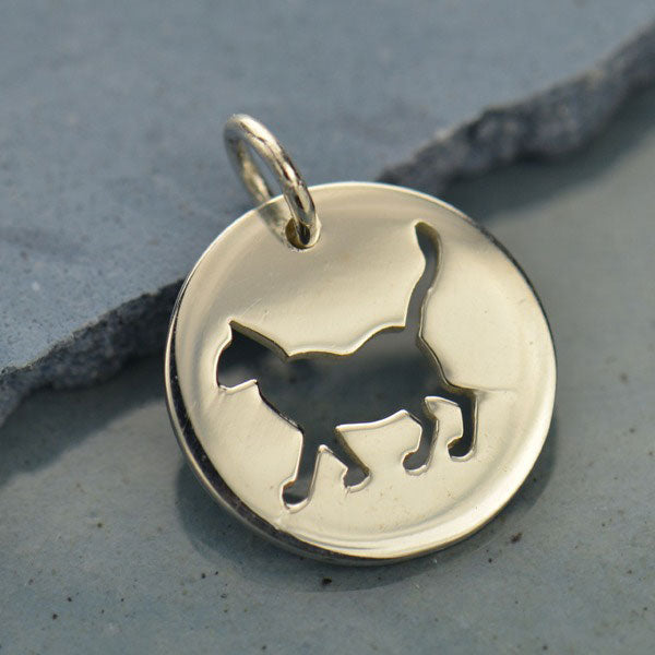 Sterling Silver Cutout Cat Charm - Poppies Beads n' More