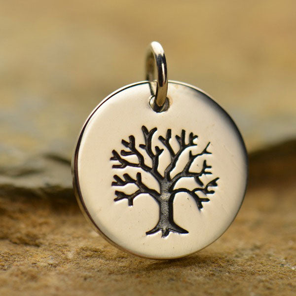 Tree of Life Etched on Round Charm - Poppies Beads n' More