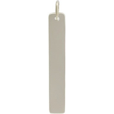 Long Narrow Sterling Silver Rectangle Stamping Charm - Poppies Beads n' More