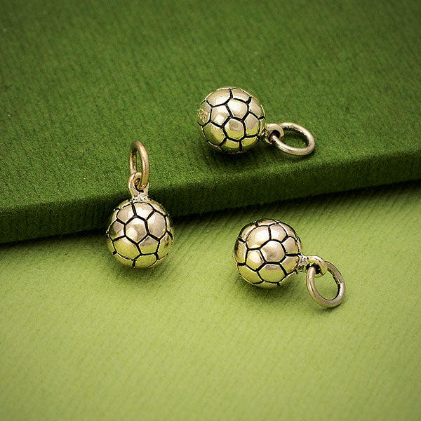 Sterling Silver 3D Soccer Charm - Sports Charms - Poppies Beads n' More