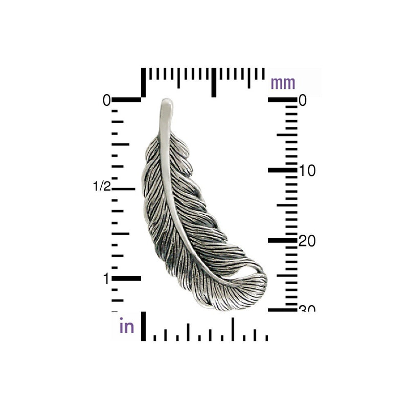 Sterling Silver Feather Charm - Poppies Beads n' More