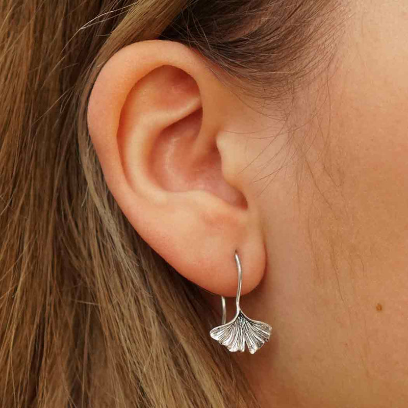 Sterling Silver Ginkgo Leaf Earrings - Poppies Beads n' More