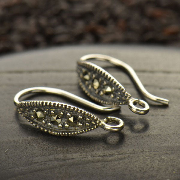 Sterling Silver Ear Hook with Marcasite and Loop - Poppies Beads n' More