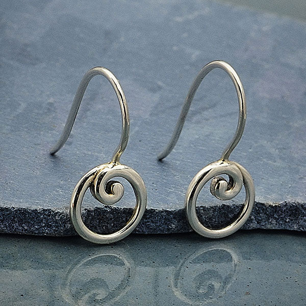 Sterling Silver Earring Hook with Circle and Swirl - Poppies Beads n' More
