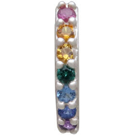 Silver Rainbow Huggie Hoop Earrings with Nano Gems - Poppies Beads n' More