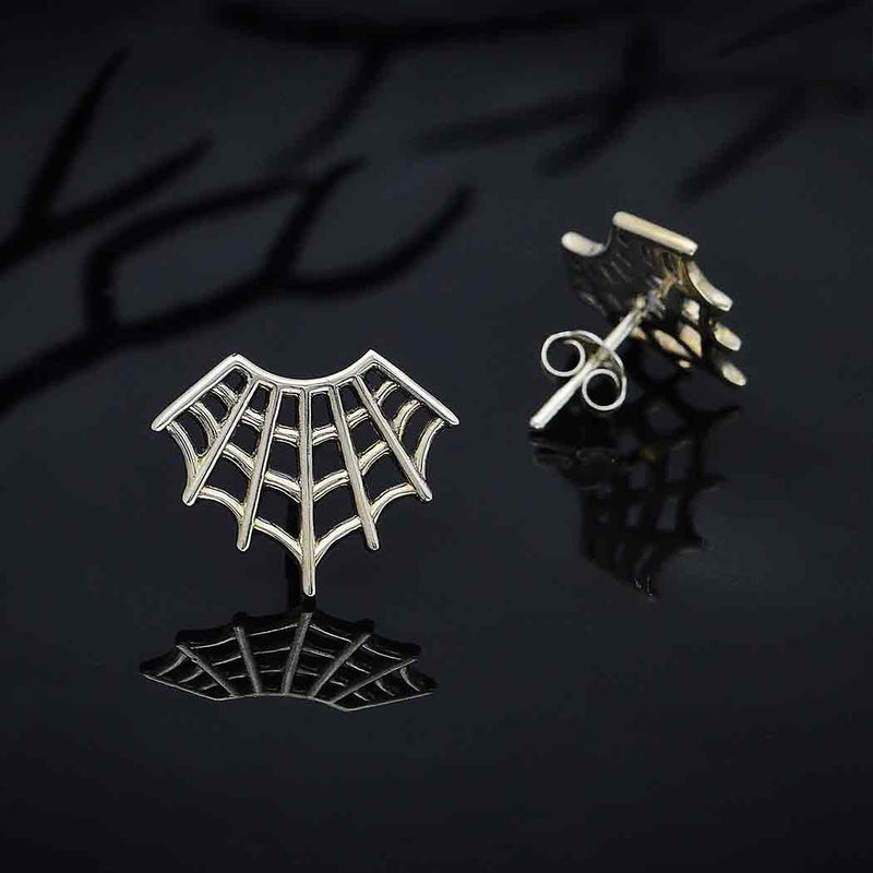 Sterling Silver Spider Web Post Earrings - Poppies Beads n' More