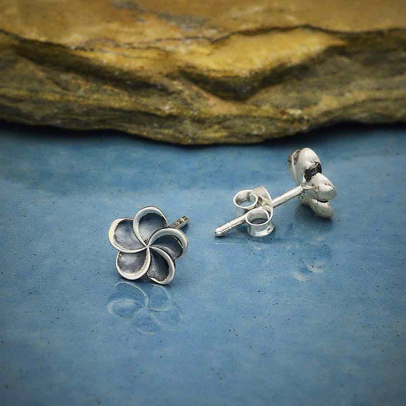 Sterling Silver Plumeria Post Earrings - Poppies Beads n' More