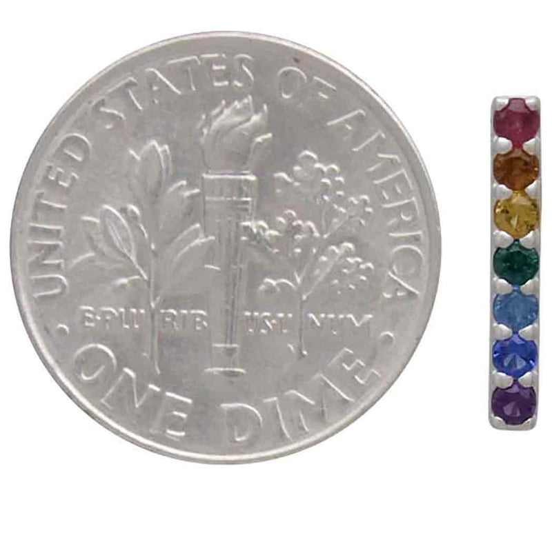 Sterling Silver Rainbow Bar Post Earrings - Poppies Beads n' More