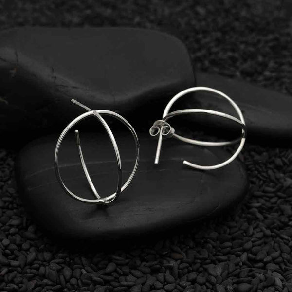 Sterling Silver 3D Orb Post Earrings - Poppies Beads n' More