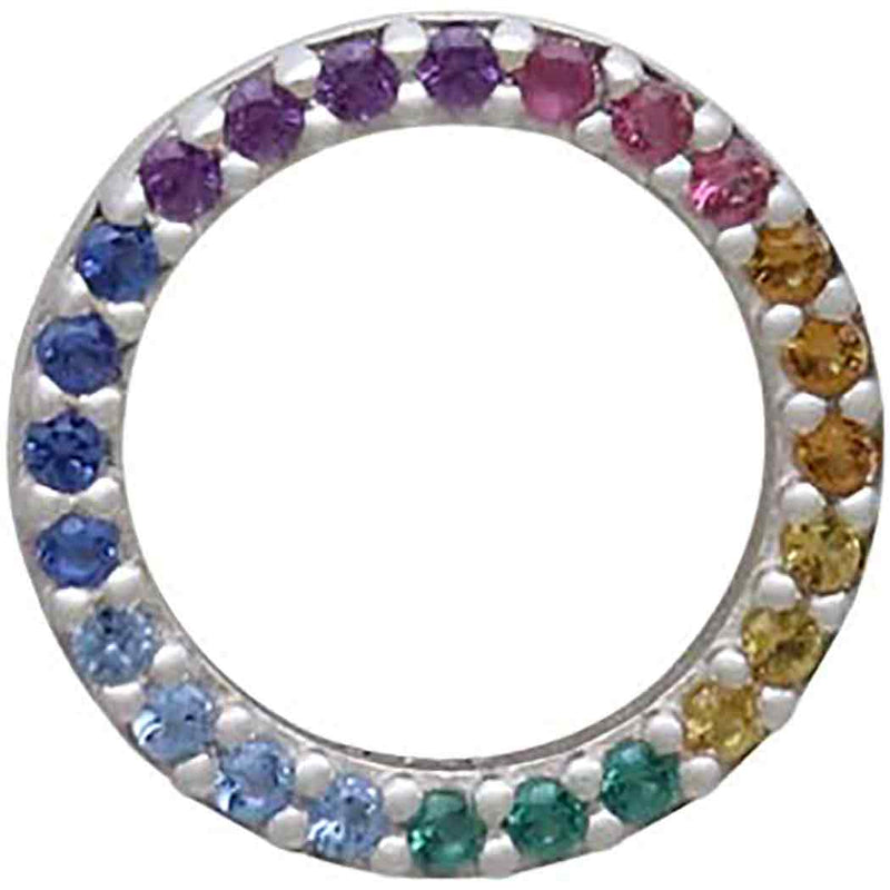 Sterling Silver Rainbow Circle Post Earrings - Poppies Beads n' More