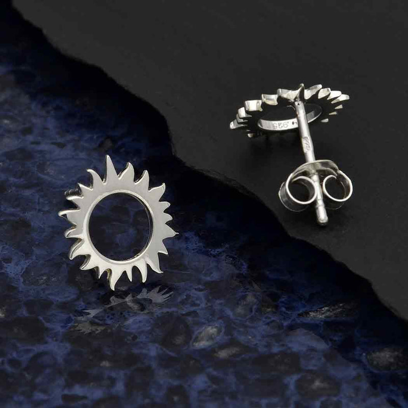 Sterling Silver Sun Eclipse Post Earrings - Poppies Beads n' More