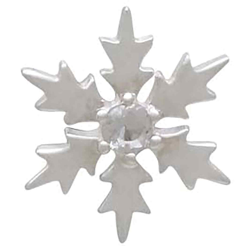 Sterling Silver Snowflake Post Earrings with Nanogem - Poppies Beads n' More
