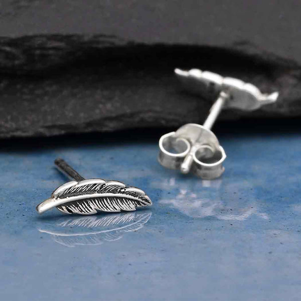 Sterling Silver Feather Post Earrings - Poppies Beads n' More