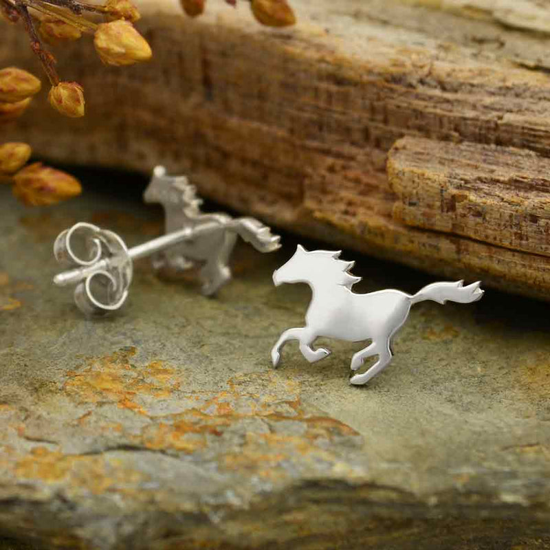 Sterling Silver Running Horse Post Earrings - Poppies Beads n' More