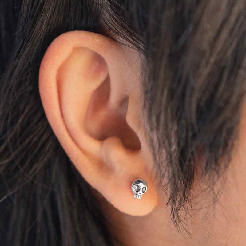 Sterling Silver Mini Skull Post Earrings - Poppies Beads n' More